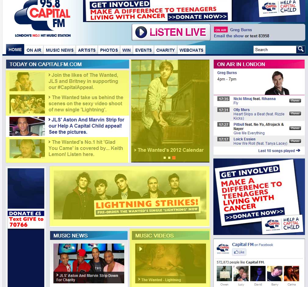 The Wanted's appearances on capitalfm.com